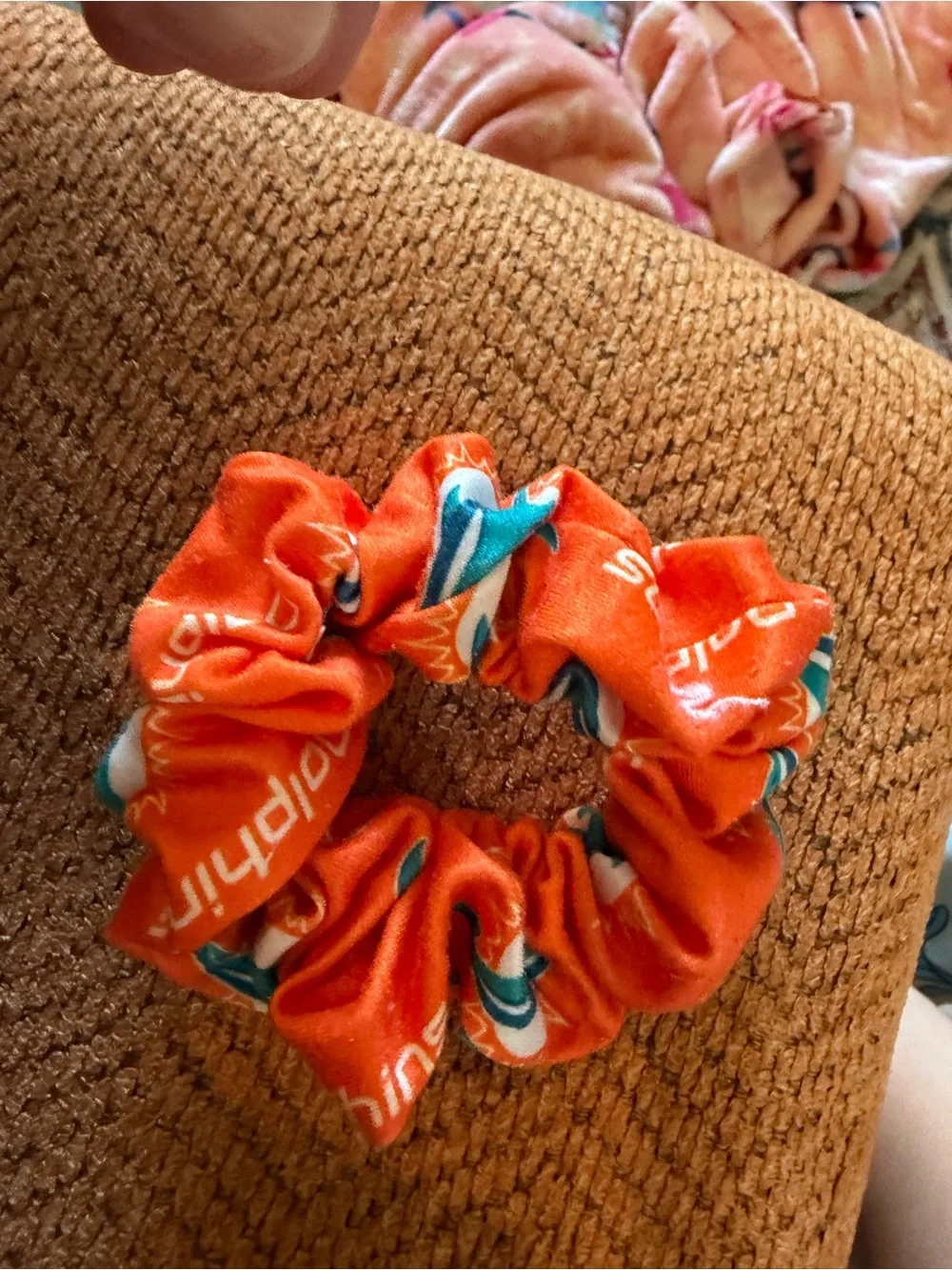 Miami Dolphins hair scrunchie ponytail holder